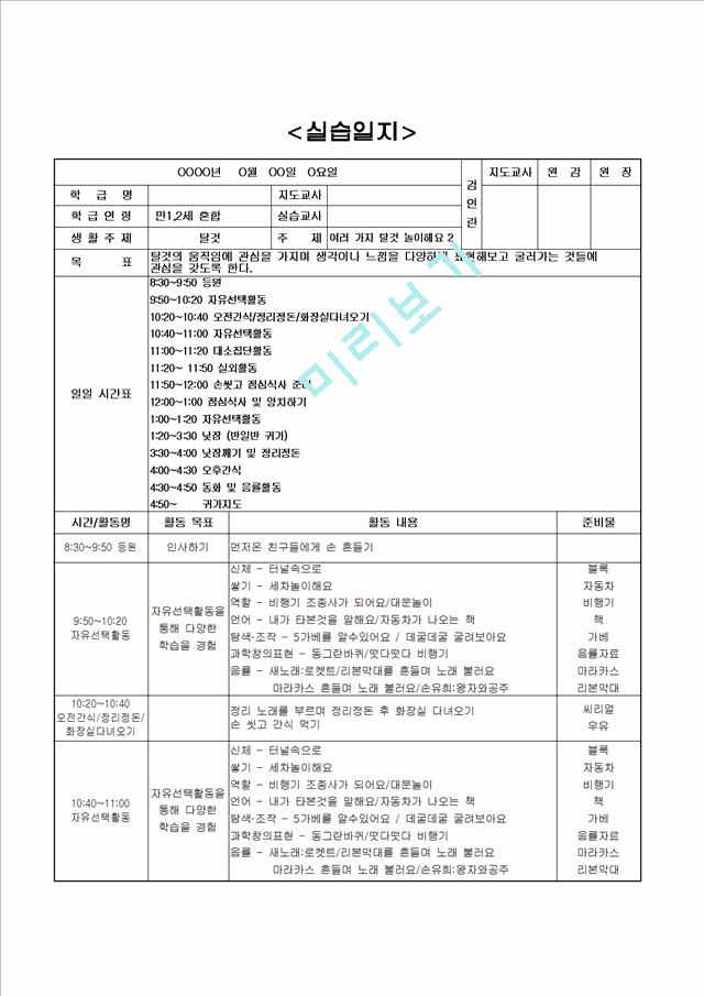 [보육교사] 보육 실습일지.hwp